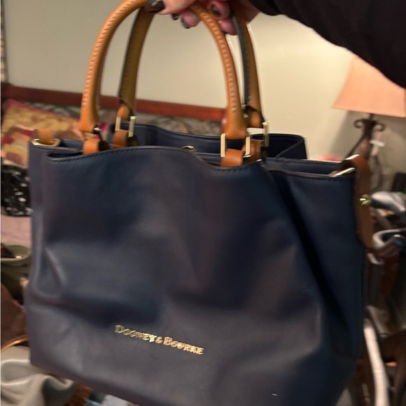 Dooney & Bourke Dark Blue Leather Tote - Picture 5 of 5